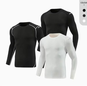 Men's Long Sleeve Compression Rash Guard Breathable Quick Dry Slim Fit <b>Athletic</b> High Stretch Sports Shirt OEM Wholesale - Product Image 5