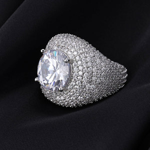 Bague pour homme en moissanite, argent 925, sertie de pierres, coupe ronde, style statement, légère, hip-hop, bijoux de luxe de créateur pour homme - Product Image 5