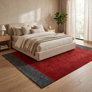 พรมขนสัตว์สีแดงเข้ม DECORDEC ขอบสีดำ  รักษ์โลก กันลื่น ดีไซน์เรียบง่าย สีพื้น สำหรับห้องนั่งเล่นและห้องนอน - Product Image 3