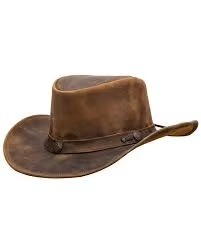 Medium Brown Smooth Genuine Leather Australian Outback Cowboy <b>Hat</b> Thick Braided <b>Band</b> Wide Brim Western <b>Hat</b> Men Women - Product Image 4