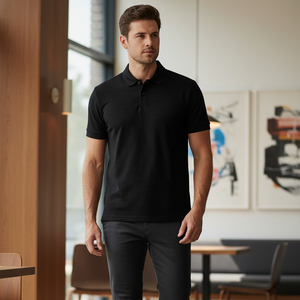 เสื้อโปโลแบบถักสำหรับผู้ชายเสื้อแนวสตรีทแบบลำลองสไตล์วินเทจ - Product Image 5
