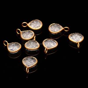 Pendentif Fleur en Cristal de Quartz Naturel, Breloque en Argent Sterling 925, Pierre Précieuse Sculptée à la Main, Pendentif Cœur pour Fabrication de Bijoux, Vente en Gros, 12MM - Product Image 2