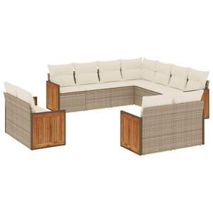 Conjunto de Sofás Modulares Grandes de Ratán Sintético PE Beige para Jardín, Muebles Modulares Cómodos para Exteriores - Product Image 2