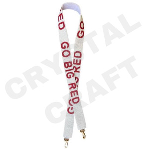 CRYSTAL CRAFT - Accesorio de Bolso de Mano con Correa de Cuentas Rojas Ecológicas Vintage, Diseño Cuadrado Blanco, Modelo 4384, Texto Grabado Personalizado - Product Image 2