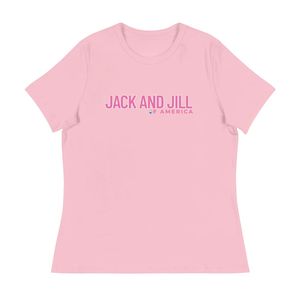 <b>Pink</b> Ladies Embroidered Jack and Jill Cotton T Shirt Short Sleeve Crew Neck Casual Fashion Tee Everyday <b>Top</b> Soft Comfortable - Product Image 1