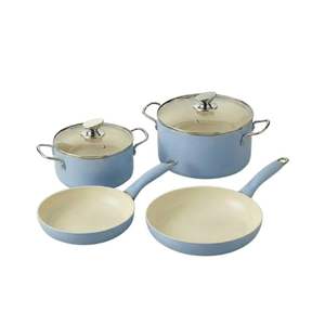 Ensemble de casseroles en céramique antiadhésives avec couvercles en verre pressé en aluminium, écologique, 4 pièces, passe au lave-vaisselle, fabrication vietnamienne OEM, prix abordable - Product Image 3