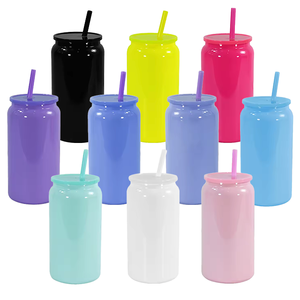 Gobelet isotherme en acier inoxydable à double paroi de 16 oz avec couvercle et paille colorée pour cadeau de fête - Vente en gros - Product Image 4