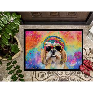 พรมเช็ดเท้า hippie dawg ของ Shih Tzu hippie dawg พรมเช็ดเท้ากันลื่นขนาด24ชม. X 36วัตต์สำหรับประตูหน้าบ้าน - Product Image 3