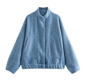 Achetez la nouvelle collection de vestes bomber oversize pour femmes, avec poches, col montant et manches longues. - Product Image 3