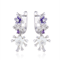 Set Perhiasan Elegan Liontin Bunga Zirkon & Cincin Perak Sterling 925 Berlapis Emas untuk Hadiah Pesta Pertunangan