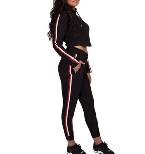 Sweat-shirt rayé et de haute qualité pour femmes, ensemble féminin avec pantalon de jogging assorti, 2 pièces - Product Image 1