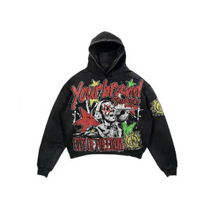 Sweat à capuche oversize en coton 100% French Terry 600 g/m² avec logo personnalisé, coupe courte et délavée à l'acide, style streetwear pour homme - Product Image 6