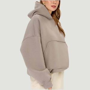 Sudadera con Capucha Oversize de Algodón 100% de Alto Gramaje para Mujer, Estilo Streetwear, con Hombros Caídos y Largo Extendido, Servicio OEM Personalizado - Product Image 2