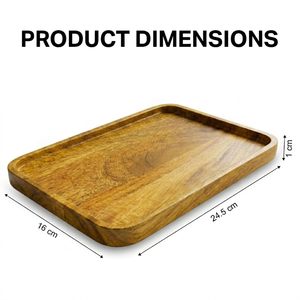 Plateau de service en bois de luxe moderne |   Plateau en bois naturel écologique pour le petit-déjeuner, le thé, le café et les collations, 24,5 x 16 cm |   Lave-vaisselle durable - Product Image 2