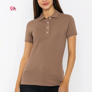เสื้อโปโลแขนสั้นผู้หญิง สีพื้น ผ้าถัก สไตล์ลำลอง แต่งขอบและคอเสื้อลายตาราง - Product Image 4