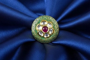 22K Gold Plated Kundan Polki <b>CZ</b> <b>Ring</b> Indian Ethnic Bridal Statement <b>Ring</b> Traditional Wedding Engagement Jewelry - Product Image 1