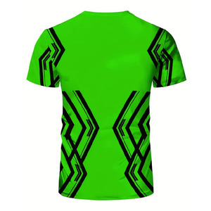 Camiseta Deportiva Ajustada de Color Verde Neón para Hombre, Camiseta Deportiva de Poliéster que Absorbe la Humedad, Camiseta Deportiva para Gimnasio, Impresión por Sublimación Personalizada - Product Image 2