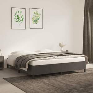 Struttura letto imbottita in velluto grigio scuro 100% poliestere, realizzata in compensato e legno ingegnerizzato - Product Image 1