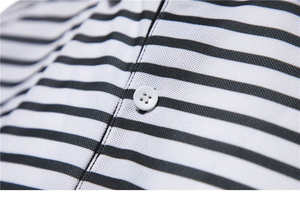 เสื้อยืดแขนสั้นลายทางขาวดำ แบรนด์ใหม่ สำหรับฤดูใบไม้ผลิและฤดูร้อน เสื้อโปโลผู้ชาย สไตล์ลำลองสำหรับธุรกิจและสังคม เสื้อสเวตเชิ้ต - Product Image 5