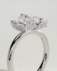 แหวนหมั้นเพชรแล็บโกรว์ Orinora Emerald and Pear Hidden Halo Toi et Moi พร้อมใบรับรอง IGI - Product Image 2