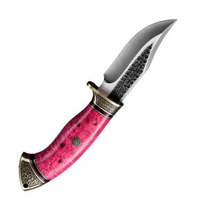 Cuchillo de hoja fija hecho a mano con punta de cuchillo, hoja de acero inoxidable, mango rosa, cuchillo de caza, grosor de 0.6mm, filo recto - Product Image 3