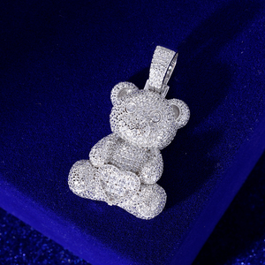 Custom <b>Cute</b> Diamond <b>Bear</b> Pendant Iced Out Hiphop VVS Moissanite S925 Silver IGI Certified Diamond Pendants & Charms Style - Product Image 4