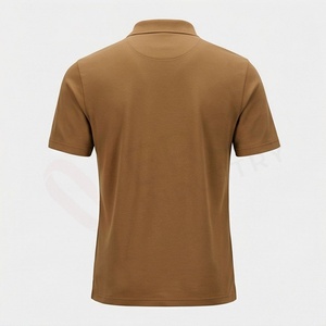 Polo en piqué à manches courtes pour homme, couleur marron, coupe classique, tricot uni, design décontracté - Product Image 2