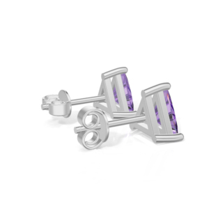 ต่างหูเงินแท้ชุบเงินรูปทรงสามเหลี่ยมประดับพลอยอเมทิสต์ทรงทริลเลียน คลาสสิกสำหรับผู้หญิง เครื่องประดับเฮียรานี รูปทรงสามเหลี่ยมน้ำ - Product Image 3
