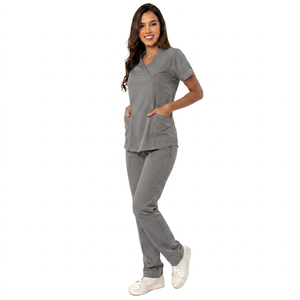 Short Sleeve Women Surgical Scrub <b>Sets</b> Hospital <b>Doctors</b> Suits Nurse Uniform Pure Material Purple Color Custom Polyester Cotton - Product Image 5
