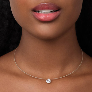 Heart Cut Cubic Zirconia Pendant Necklace 18K Gold Plated <b>Snake</b> Chain Minimalist Women's Everyday Jewelry - Product Image 3