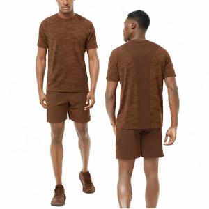 T-shirt personnalisé pour homme, séchage rapide, vêtements de sport, short de sport respirant, vêtements de fitness tendance, t-shirt marron à manches courtes et col rond - Product Image 1
