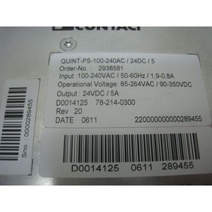 PHOENIX CONTACT QUINT-PS-100-240AC/24DC/5 POWER - Équipements et pièces semi-conductrices d'occasion de qualité supérieure, fiables et mondiales - Product Image 5