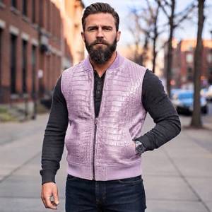 Gilet de motard en cuir fait main, gilet de luxe en cuir gaufré crocodile, cadeau pour lui, chaleco de cuero de cocodrilo para hombre - Product Image 5
