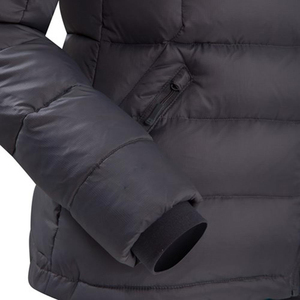Veste d'hiver noire pour homme avec capuche, fermeture éclair, coupe-vent, style décontracté, couleur unie, rembourrée de duvet, coupe classique - Product Image 4