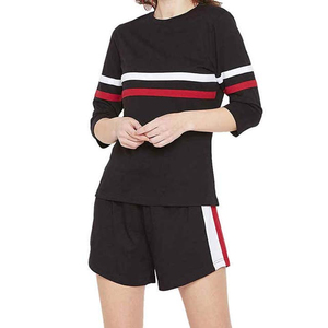 Ensemble d'été uni pour femmes, style vacances, assorti, confortable à porter, 100% coton - Product Image 1