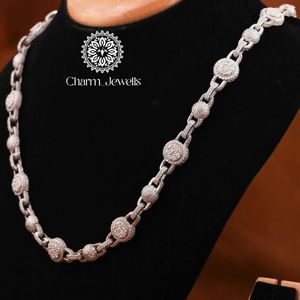 Collier unisexe en moissanite Charm Jewells, coupe brillante, chaîne à maillons sphériques, argent 925 plaqué or 14 carats, perle d'eau douce, style hip-hop, luxe - Product Image 3