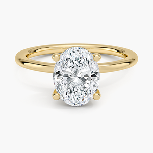 แหวนโซลิแทร์ทรงสวยหรูเข้ารูปพอดี ทำจากทองคำแท้ 14K สีเหลือง - Product Image 1