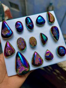 ควอตซ์ดรูซี่เคลือบไทเทเนียมหลากสีธรรมชาติแบบขายส่ง พลอยหลวมจาก MAHNAJ GEMS - Product Image 6