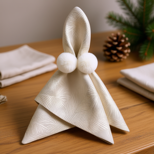 Juego de 4 Servilleteros Blancos con Mini Pompones para Decoración de Fiestas - Product Image 3