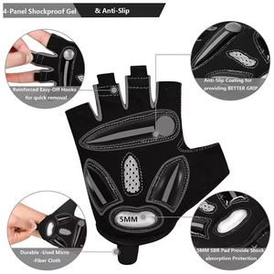 High Quality <b>Leather</b> <b>Fingerless</b> Gym Weight Lifting <b>Gloves</b> for Bodybuilding Fitness Workout with Strong Hand Grip - Product Image 3