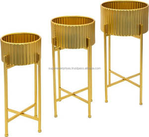 Classic Metal Planter With Stand For Timeless Home Styling Elegant Raised Flower <b>Pot</b> For Living Area - Product Image 2