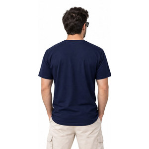 Here Fishy Fishy Printed <b>Navy</b> Blue Unisex T-Shirt Adult Fishing Wear Front Logo Design <b>Silk</b> Screen Printing - Product Image 5