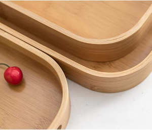 Bamboo <b>Serving</b> Tray <b>Set</b> Rectangular Glass Cup Holder <b>Beverage</b> <b>Serving</b> Plate for Home Hotel Dining - Product Image 4
