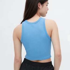 Camisetas sin mangas para mujer de LICRA de algodón cortas informales transpirables lisas en blanco personalizadas - Product Image 6