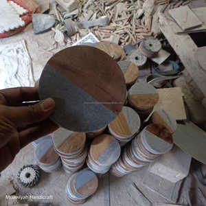 Dessous de verre en bois d'acacia et marbre de qualité supérieure pour la maison, le bureau ou Noël Pendaison de crémaillère pour la table Porte-tasses et porte-boissons stylés - Product Image 1