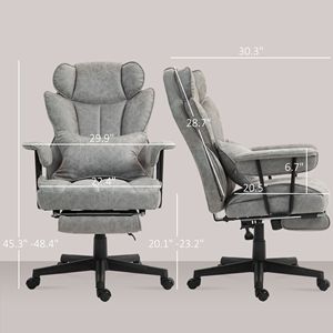 Sedia da Ufficio Ergonomica Reclinabile per Persone Alte e Robuste, Capacità 180 kg, Schienale Alto, Poggiapiedi, Supporto Lombare, Base in Nylon Grigio, Materiale PU - Product Image 3