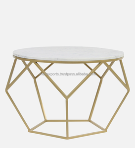 Mesa de centro moderna de lujo de calidad superior con metal y mármol, color blanco y dorado, diseño increíble para la sala de estar del hogar - Product Image 2