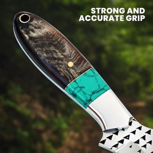 Cuchillo de vaquero fijo de 7 pulgadas, recto, tipo 'Sheepsfoot' y 'Bull Cutter', de acero raspado J2, hecho a mano, de grado industrial, con funda de cuero tipo 'Pancake', OEM, económico - Product Image 4