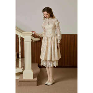 Wholesale <b>Dress</b> Elegant Floral Lace ELISA Jacquard <b>Dress</b> with Cotton Double Layers Women Cotton Double Layers Jacquard <b>Dress</b> - Product Image 2