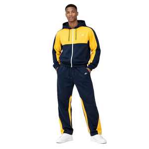 Heavyweight Loose Fit Men's Hoodies Contrast Panel <b>Tracksuit</b> Custom Zip Up Streetwear Cotton Sweatshirt Wholesale Factory USA - Product Image 1